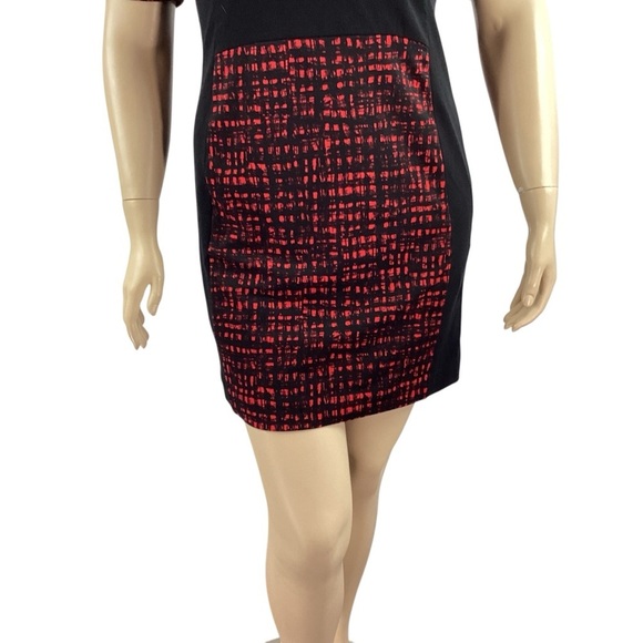 Michael Michael Kors Abstract Sheath Dress Red Black Size 12 - Picture 3 of 7